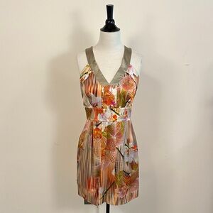 Matthew Williamson Tropical Orchid Print Silk Mini Dress UK 12